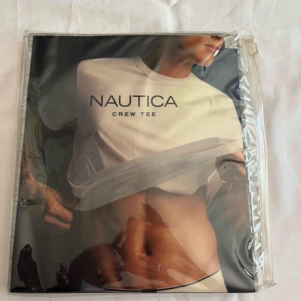 NWT Nautica Crew T Shirt Mens Jersey Gray One Pack Size L
